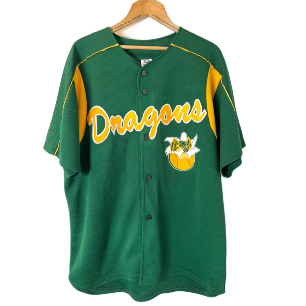 Vintage Saxon Baseball Jersey sz L Green Yellow Streetwear Y2K Hip Hop Blokette